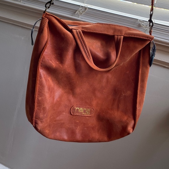 Nana By Sally Geometry Satchel Handbag Genuine Leather - Picture 6 of 13